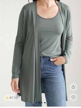 Carly Jean Los Angeles Olive Green Long Sleeve Open Cardigan with Tank